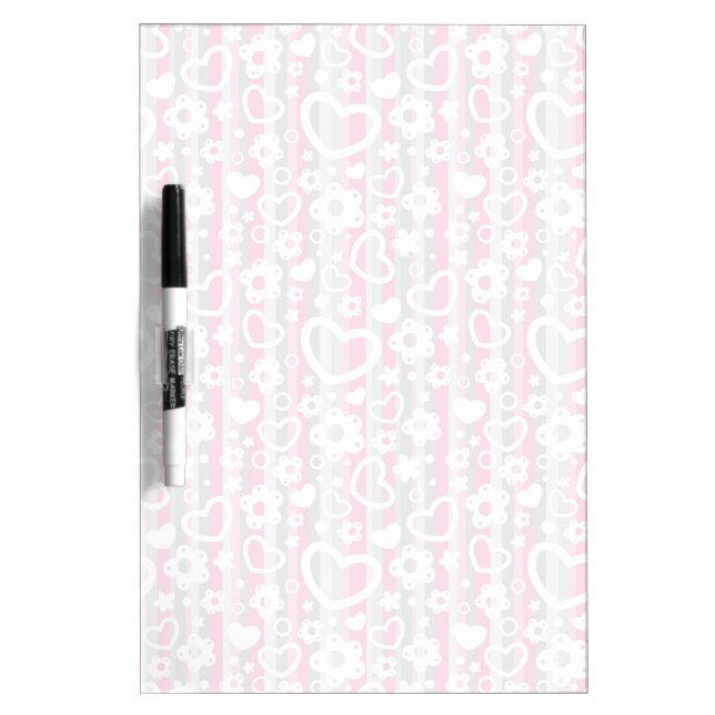 Pattern with Hearts and Flowers Dry Erase Board (Front)