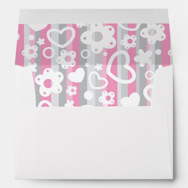 Pattern with Hearts and Flowers Envelope (Back (Bottom))