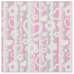 Pattern with Hearts and Flowers Fabric