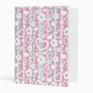 Pattern with Hearts and Flowers Mini Binder