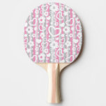 Pattern with Hearts and Flowers Ping Pong Paddle