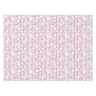Pattern with Hearts and Flowers Tablecloth