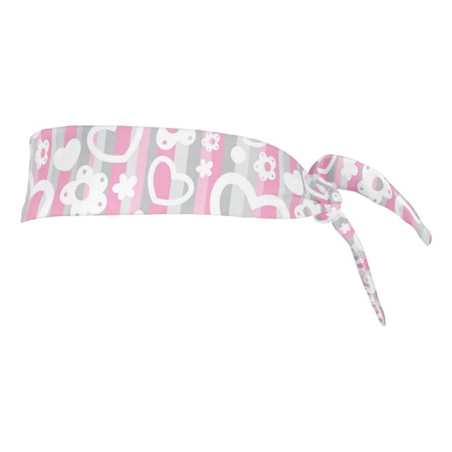 Pattern with Hearts and Flowers Tie Headband (Rotate 90)
