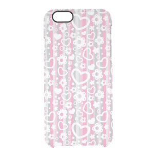 Pattern with Hearts and Flowers Clear iPhone 6/6S Case