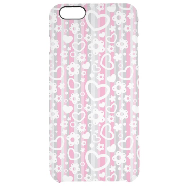 Pattern with Hearts and Flowers Uncommon iPhone Case (Back)
