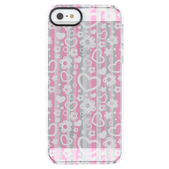 Pattern with Hearts and Flowers Uncommon iPhone Case (Back)