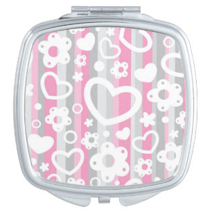 Pattern with Hearts and Flowers Vanity Mirror