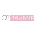 Pattern with Hearts and Flowers Wrist Keychain
