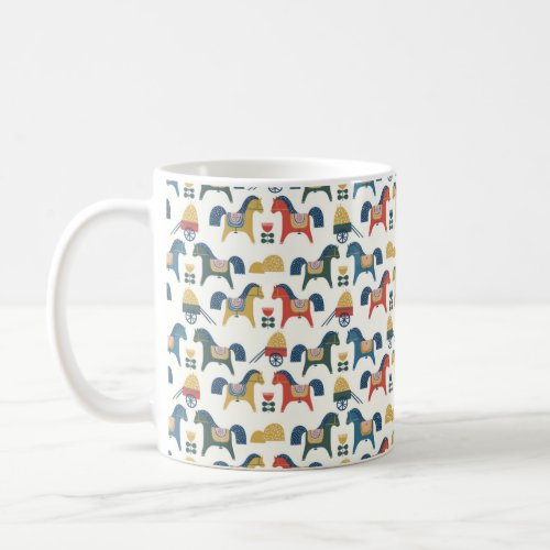 Pattern with horses inspired by scandinavian art  coffee mug