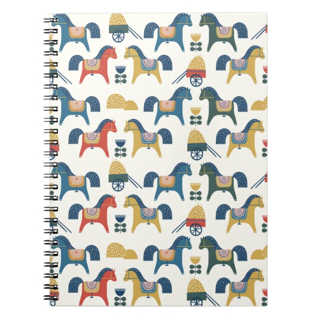 Pattern with horses inspired by scandinavian art.  notebook (Front)