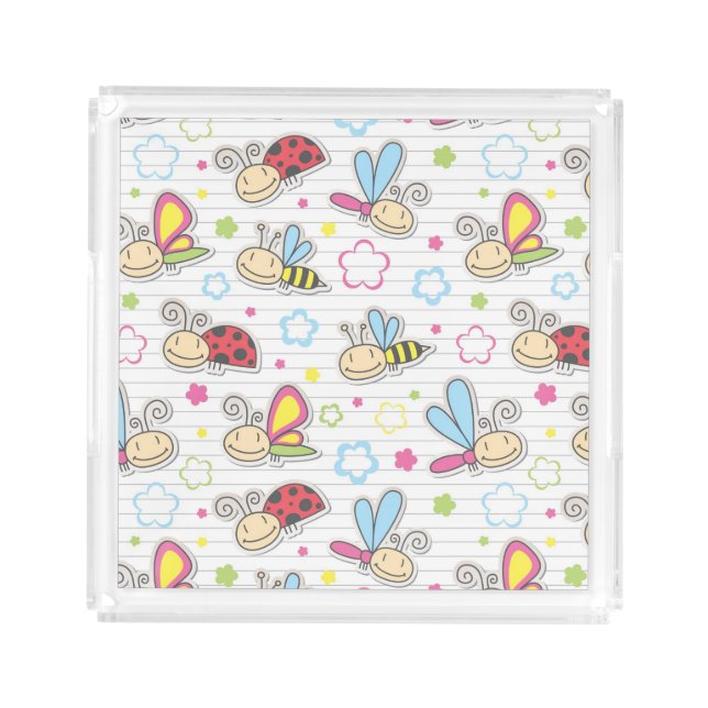 pattern with insects acrylic tray (Front)