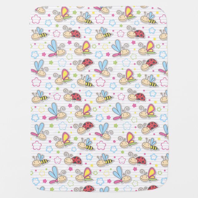 pattern with insects baby blanket (Front)