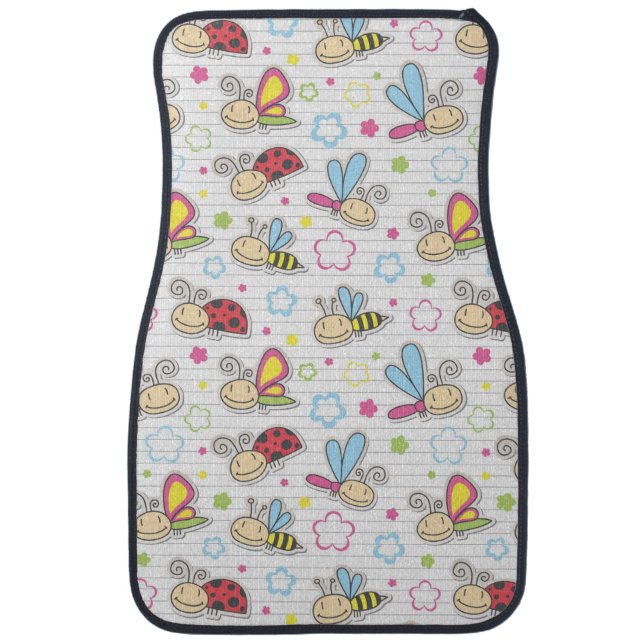 pattern with insects car mat (Front)