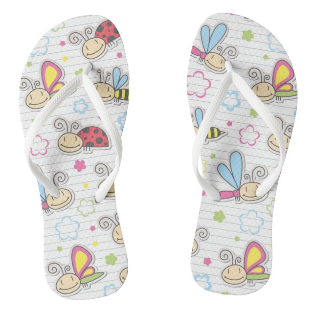 pattern with insects flip flops (Footbed)