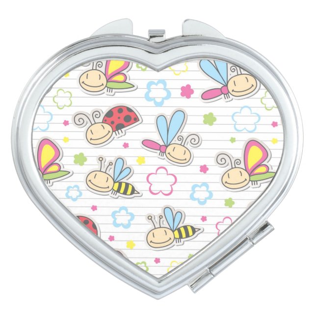 pattern with insects makeup mirror (Front)