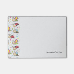 pattern with insects post-it notes