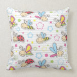 pattern with insects throw pillow