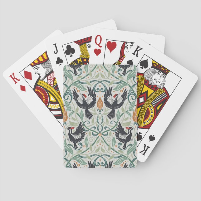 Pattern with Ivory-billed woodpeckers Poker Cards (Back)