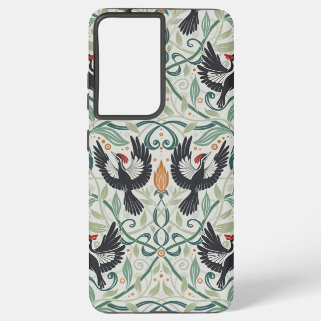 Pattern with Ivory-billed woodpeckers Samsung Galaxy Case (Back)