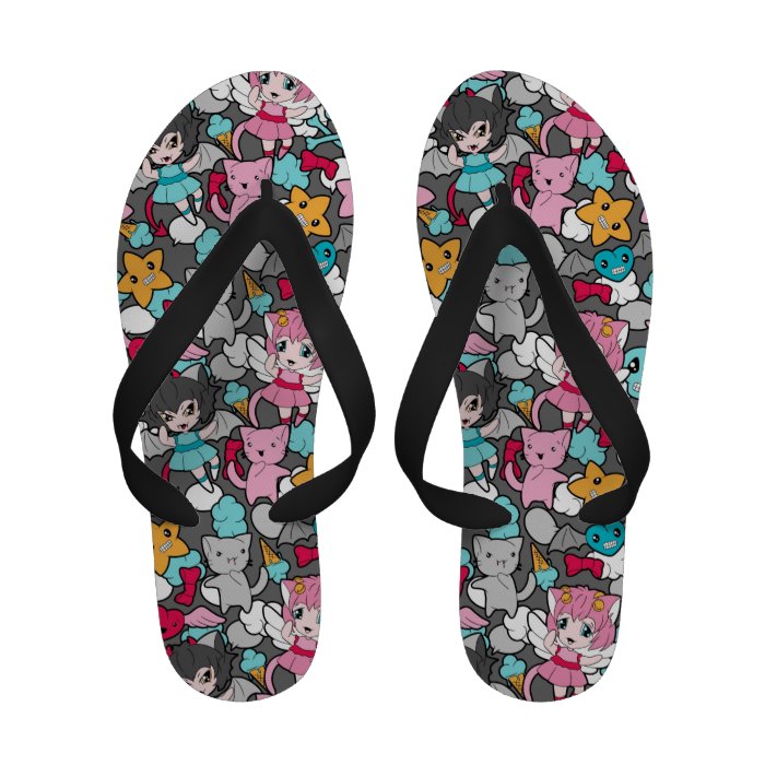 Pattern with kawaii doodle sandals