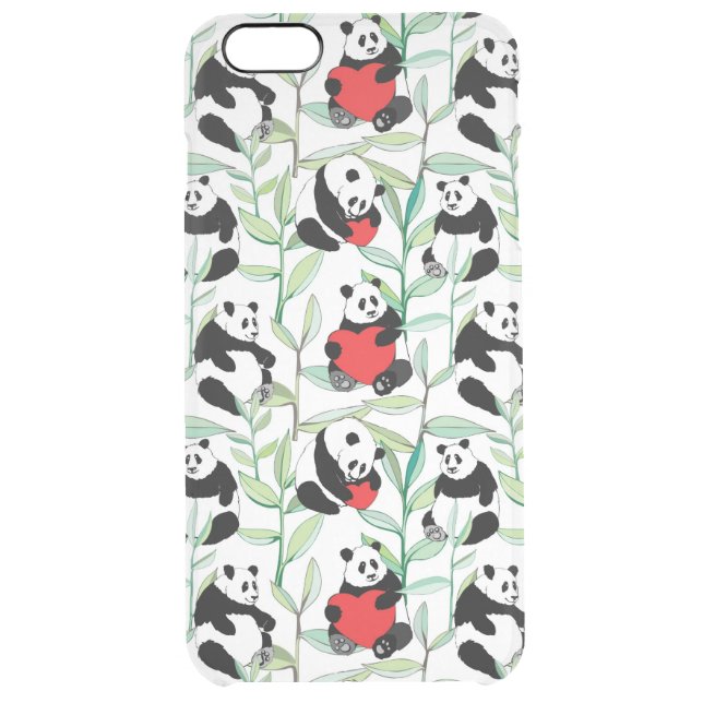 pattern with lovely pandas with hearts uncommon iPhone case (Back)