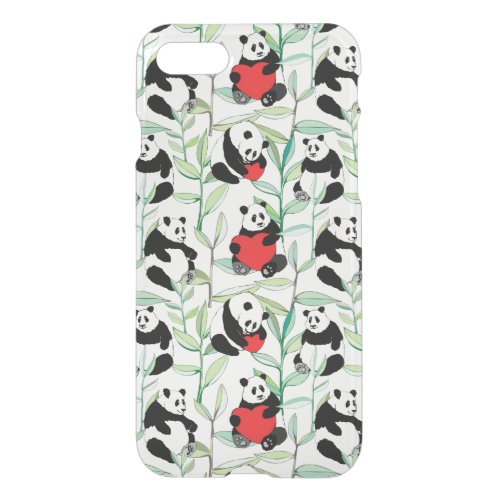 pattern with lovely pandas with hearts iPhone SE87 case