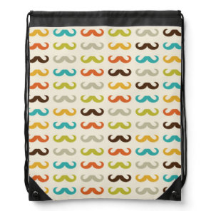 Pattern with mustache drawstring bag