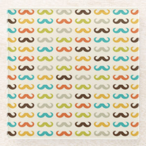 Pattern with mustache glass coaster