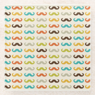 Pattern with mustache glass coaster