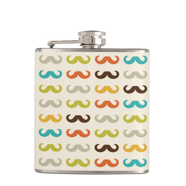Pattern with mustache hip flask (Front)