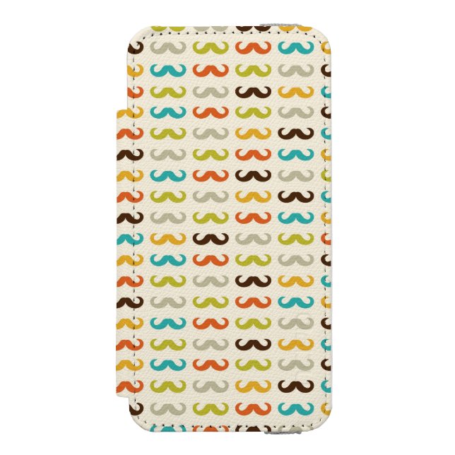 Pattern with mustache incipio iPhone wallet case (Folio Front)