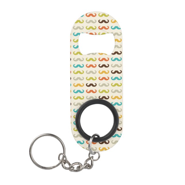 Pattern with mustache keychain bottle opener (Front)