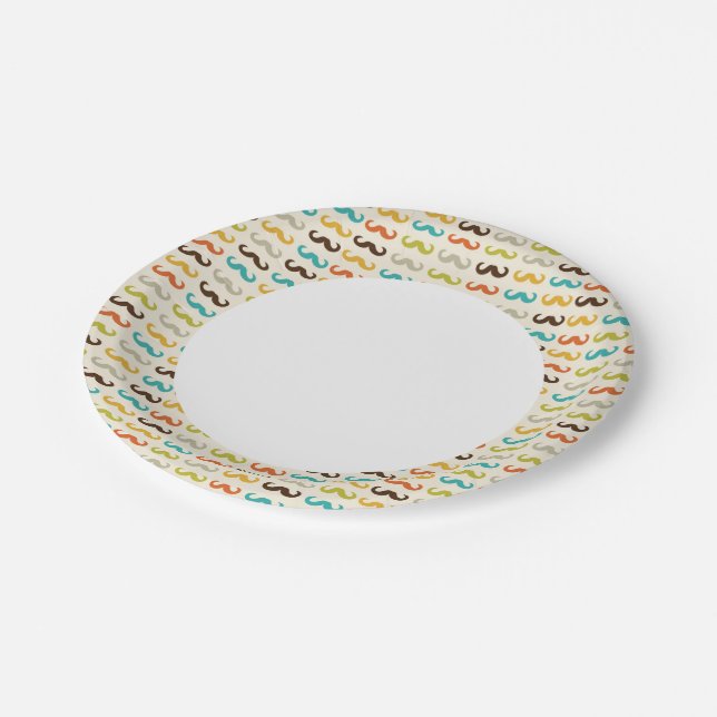 Pattern with mustache paper plates (Angled)