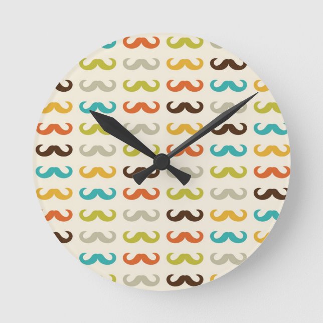 Pattern with mustache round clock (Front)