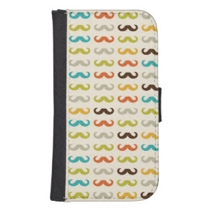 Pattern with mustache samsung s4 wallet case