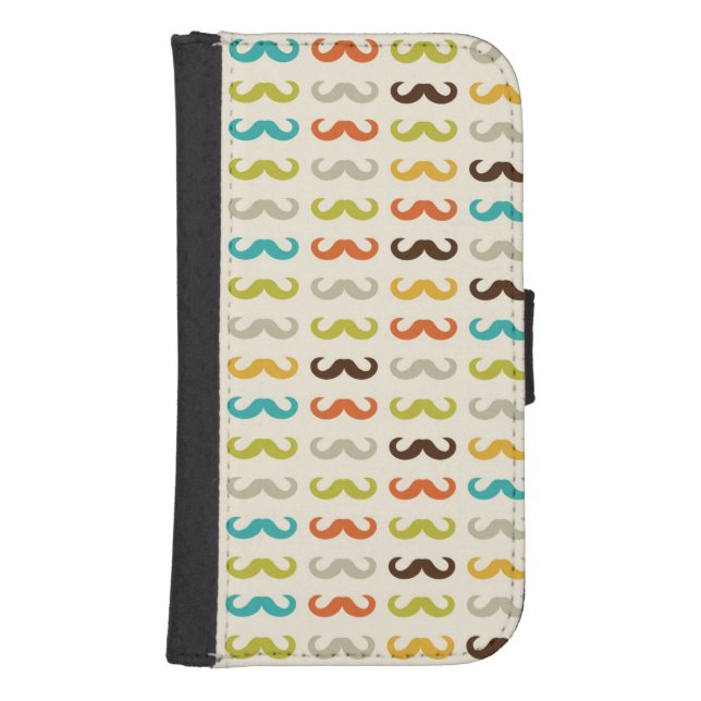 Pattern with mustache samsung galaxy wallet case (Front)