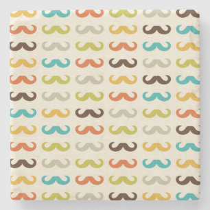 Pattern with mustache stone coaster