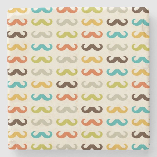 Pattern with mustache stone coaster (Front)