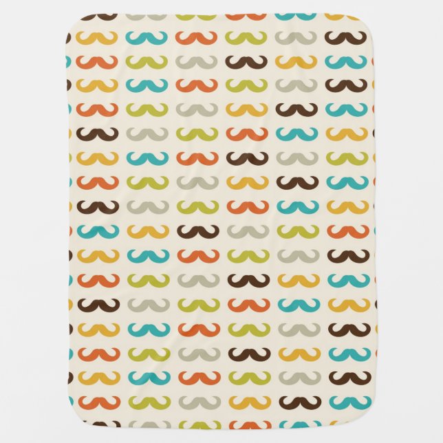 Pattern with mustache stroller blanket (Front)