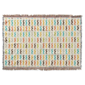Pattern with mustache throw blanket