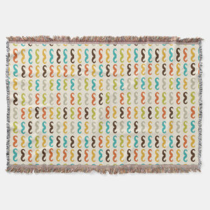 Pattern with mustache throw blanket