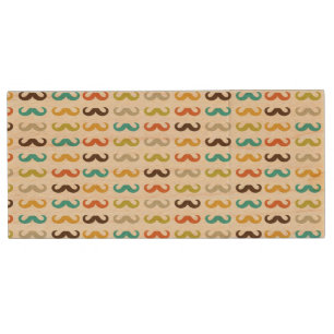 Pattern with mustache wood USB flash drive