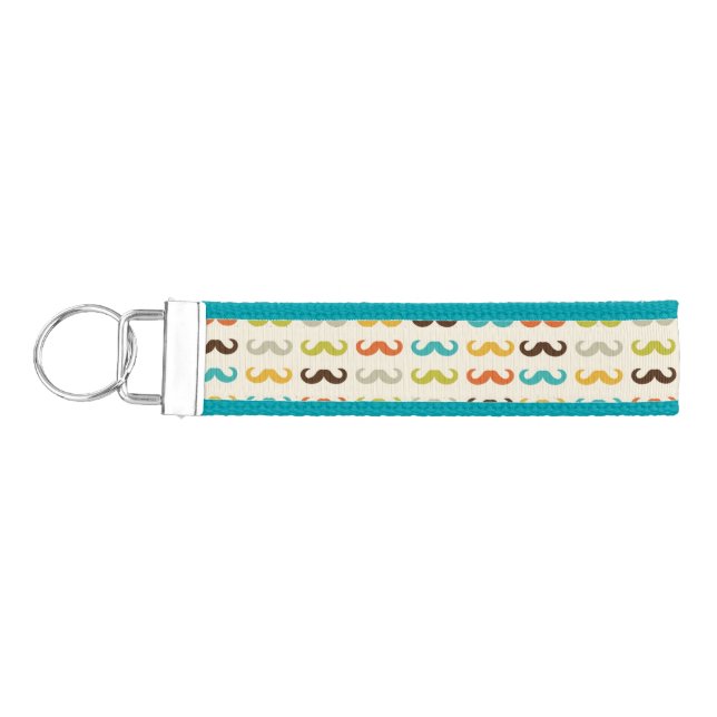 Pattern with mustache wrist keychain (Keys on Left)