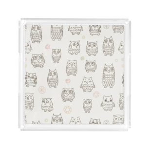 Pattern with owls acrylic tray