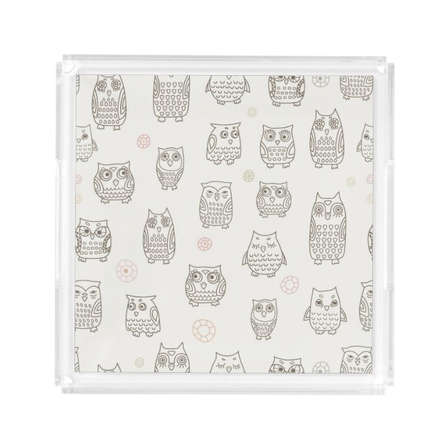 Pattern with owls acrylic tray (Front)