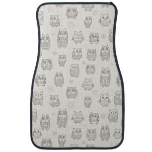 Pattern with owls car mat