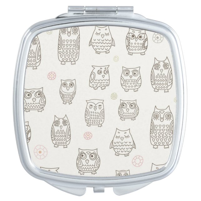 Pattern with owls compact mirror (Front)