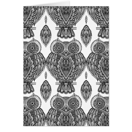 Pattern With Owls Doodle Cards (Front)