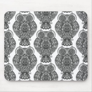 Pattern With Owls Doodle Mouse Pad