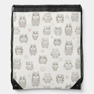 Pattern with owls drawstring bag
